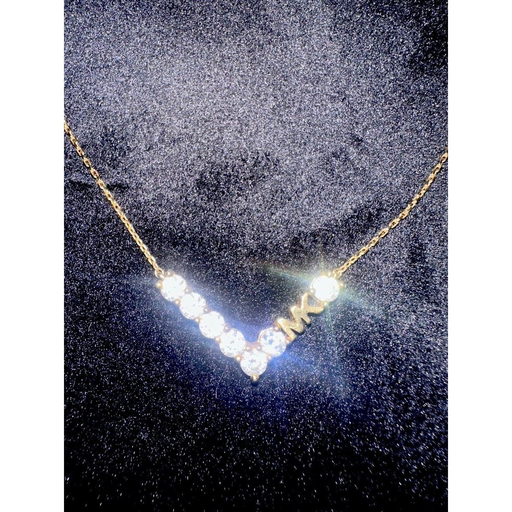 MICHAEL KORS GOLD-TONE CRYSTAL MK NECKLACE 14 -16 inches Never Worn - NWOT - $80